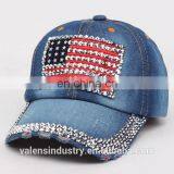 Jean Snapback Hat Cap Baseball Hat Cap Women Bling Hats Retro Distressed Crystal Blue Denim Men Hat Cap thumbnail-4