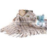100%Acrylic Thick Beige Woven Check Pattern South Korean Style Blanket thumbnail-6