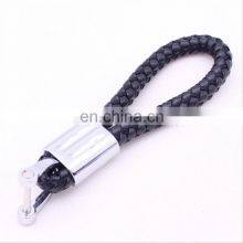 Customized Logo Braided Rope Leather Zinc Alloy Metal Styling Car Key Auto Keychains thumbnail-2