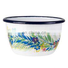 Factory Wholesale Custom Logo Metal Steel Salad Mixing Cash Enamel Dog Bowl With Covers thumbnail-3