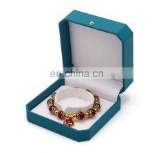 Custom Logo Octagonal Shape Blue Green Color Pu Leather Ring Pendant Earrings Box thumbnail-4