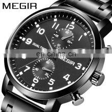 MEGIR 2160G Men Quartz Wristwatch Waterproof Business Multifunctional Stainless Steel Mans Watches thumbnail-1