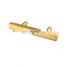 Stainless Steel Gold Cabinet Pulls Kitchen Hardware Drawer Pulls Knobs Square T Bar Brushed Brass Cupboard Door Handles thumbnail-4