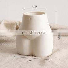 Nordic INS Figurines Creative Design Model Home Decorative Abstract Handmade Body Base Art Ceramic Flower Vase thumbnail-2