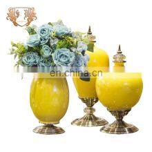 Small Antique Yellow Modern Decorative Ceramic Vase thumbnail-1