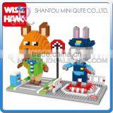 Mini Qute Kawaii WISE HAWK Zootopia Judy Hopps Nick Wilde Plastic Building Blocks Bricks Anime Cartoon Model Educational Toy