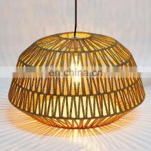Round Paper Rope Lamp Shade Lantern Woven Rattan Bamboo Pendant Light Handmade Bamboo Lampshade thumbnail-2