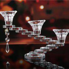 European Crystal Candlestick Holder 3 Heads Candle Holder Wedding Hotel Supplies Crystal Glass Candle Holder thumbnail-1