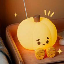 Cute Silicone Kids Night Light Dimmable Pumpkin Clapping Nursery Kids Night Light Rechargeable Bedside Touch Lamp Gift Halloween thumbnail-6