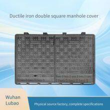 Lubao Manufacturer of Ductile Iron Double-opening Square Manhole Covers 1000*1000, Double-door Linked Heavy-duty for Communication, Sewage and Municipal Use thumbnail-1