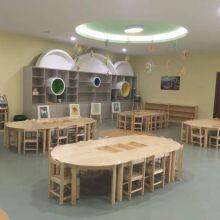 Storage Combination Cabinets, Maple Wood Grain Board Oak Indoor Combination Storage Lockers, Solid Wood Cabinets and Bookshelves for Kindergartens thumbnail-1