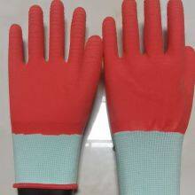 White Polyester Thread 13 Gauge Knitted Red Sea Wave Wrinkled Latex Hand Full Coated Safety Work Gloves thumbnail-2