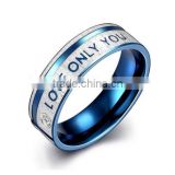 Men's Stainless Steel Cubic Zirconia Promise Ring Couples Love Only You Purity Wedding Band, Fashion Love Wedding Band