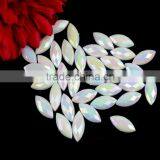 Wholesale White Opal Horse Eye Flat Back Sew-on Acrylic Stone, Sew-on Rhinestones Strip, Sew on Patch for Dreassing thumbnail-3