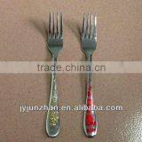 Stainless Dinner Fork With Mirror Polish and Colorful Laser Logo