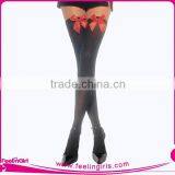 Wholesale Women Black Thigh High Bow Top Stockings