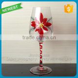 Flower Hand-painted Glass Wine Goblet Cup Glasses Red Wine Cups Merry Christmas Gift Glass Cup Goblet with Show Box