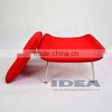 Replica Womb Chair Foot Stool - Red Wool Fabric thumbnail-6