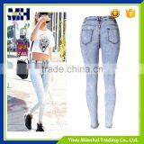 Europestyle in European Grand Women's High Waist Snowflakes Denm Pants Feet Pants Slim Pants thumbnail-3