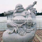 Laughing Buddha Statue White Marble Stone Hand Sculpture Carving