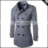 Custom Made Trench Coats Mens Woolen Formal Outerwear Winter Pea Overcoat Double Breasted Trench Coats