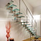 Modern residential tempered glass floating stairs