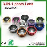 Wholesale China Factory 3 in 1 Wide Angle+Fish Eye+Macro Clip-on Lens for Mobile Phone Camera Lens thumbnail-1