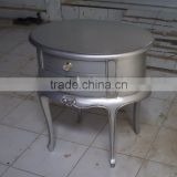 Antique Silver Nightstand 2 Drawers - Classic Grey Nightstand Furniture - French Oval Reproduction Furniture