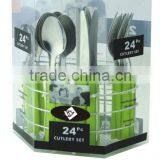 24-PCS Stainless Steel Cutlery Set, Stainless Cutlery, Stainless Steel Tableware Packing With Iron Stand and PVC Box