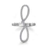 Fashion Clear White CZ 925 Sterling Silver Swirl Ring thumbnail-1