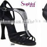 Popular and Fashion Black Crystal Satin for Ladies Latin Salsa Tango Dance Shoes thumbnail-2
