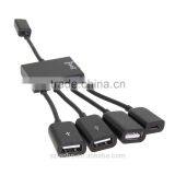 High Quality Usb Hub 4 Ports 185mm Micro USB Power Charging OTG Hub Cable