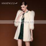 Factory Promote White Fox Sleeve Mink Fur Coat for Women thumbnail-1