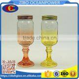 Colored Mason Jar Stitching Base With Metal Lid and Straws thumbnail-1