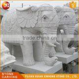 Small White Granite Garden Elephant Stone Carving Sculpture thumbnail-5