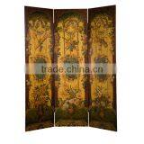 Vintage Furniture Traditional Hand Painting Wooden Floor Screen, Retro Art Painting Four Panel Folding Screen thumbnail-3