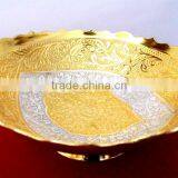 Low Cost and Attractive Promotional Gift, Corporate Gift Item Gold and Silver Plated Brass Bowl thumbnail-2