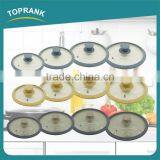 Kitchen Cooking Marble Printed Silicone Edge Tempered Glass Frying Pan Lid thumbnail-2