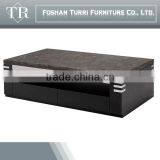 Newest Design Black Stone Marble Top Oak Wood Base TV Stand thumbnail-3