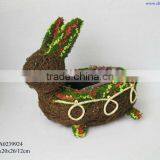 Rattan Outdoor Rabbit Planter thumbnail-1