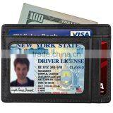 TIANHOOO Black 100% Soft Sheepskin Genuine Leather Credit Card Holder thumbnail-2