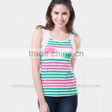 Wholesale Casual Red Green Stripe Sleeveless Top Lady Tank Top thumbnail-1