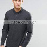 Custom Long Sleeve Button Placket Dark Grey Men's Cotton Polyester Breathable Pique 200g Casual Comfortable Blank Polo Shirt thumbnail-1