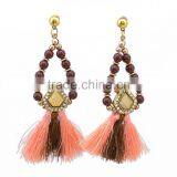Bohemian Jewelry Colorful Tassel With Beads Dangle Earrings thumbnail-4