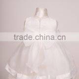 2017 Hot Selling Plain White Baby Girl Short Party Wear Dress thumbnail-2