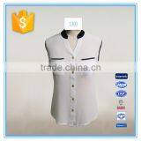 Office Uniform Designs For Women Sleeveless Chiffon Blouses Designs thumbnail-1
