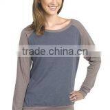 Factory Direct Wholesale Women's Cotton Poly Contrast Raglan Long Sleeve Pullover thumbnail-6