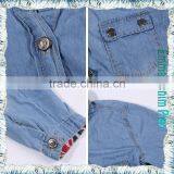 Soft Smooth Breathable Light Blue Color Fade Protected Enzyme Bleaching Washed Combed Cotton Lady's Denim Long Sleeve Shirts thumbnail-5