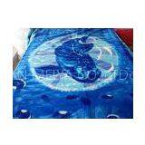 ISO Blue Anti Static Soft Mink Blanket Flower Pattern With Cotton Acrylic