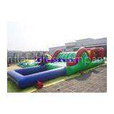 Customized Inflatable Water Parks Obstacle / Inflatable Water Slide With Pool